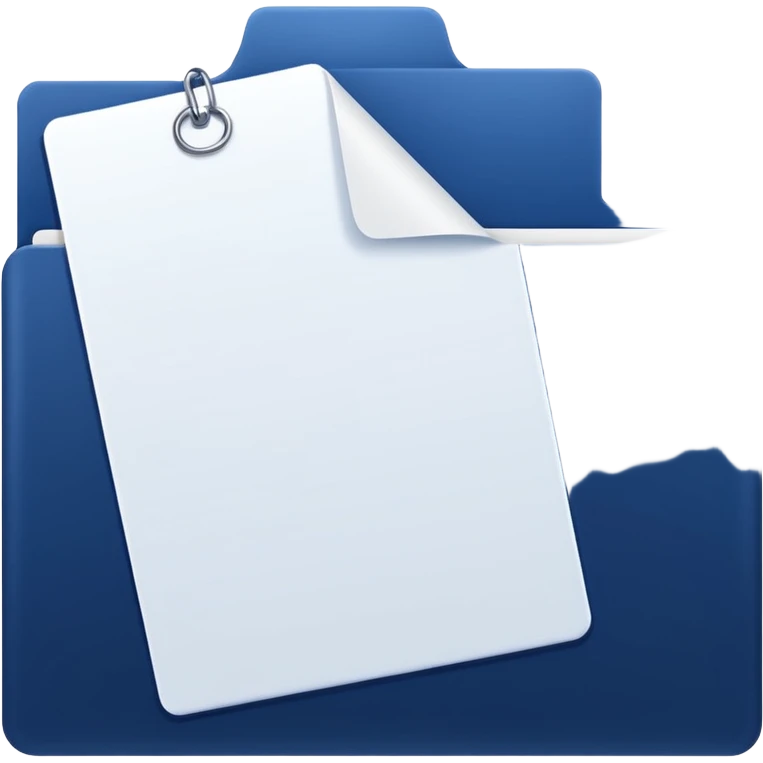 a dark blue file with white paper blank name label on it emoji