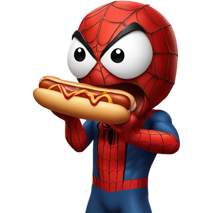 spider-man eating a hotdog  emoji
