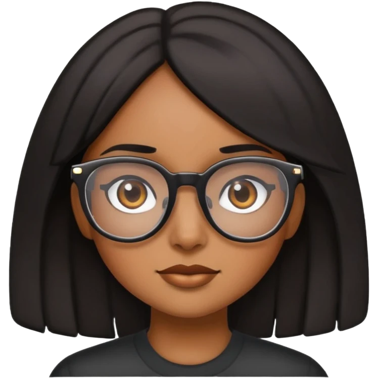Brown girl with black hair and glasses emoji