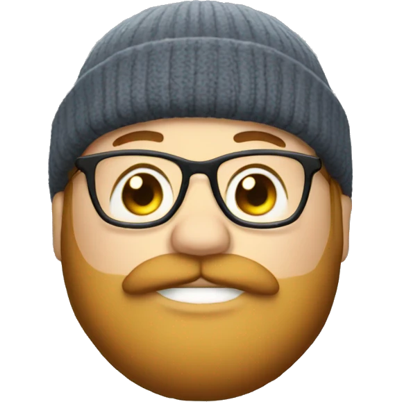 Chubby, beard, glasses, beanie emoji