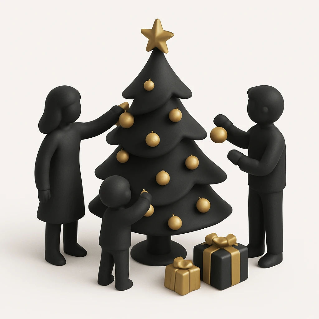 people decorating a Christmas tree emoji