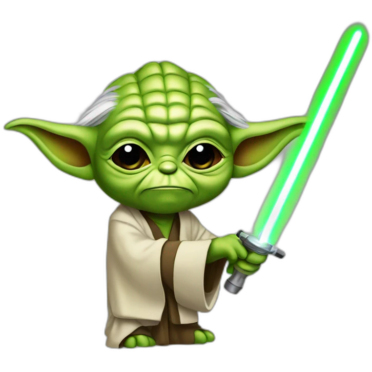 maitre yoda avec un sabre laser emoji