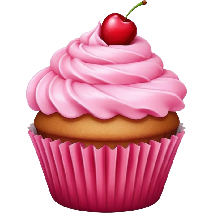 cupcake with pink icing and cherry on top emoji