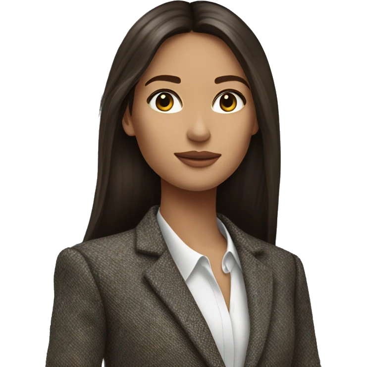 Brunette long straight hair girl in Zara tweed blazer emoji