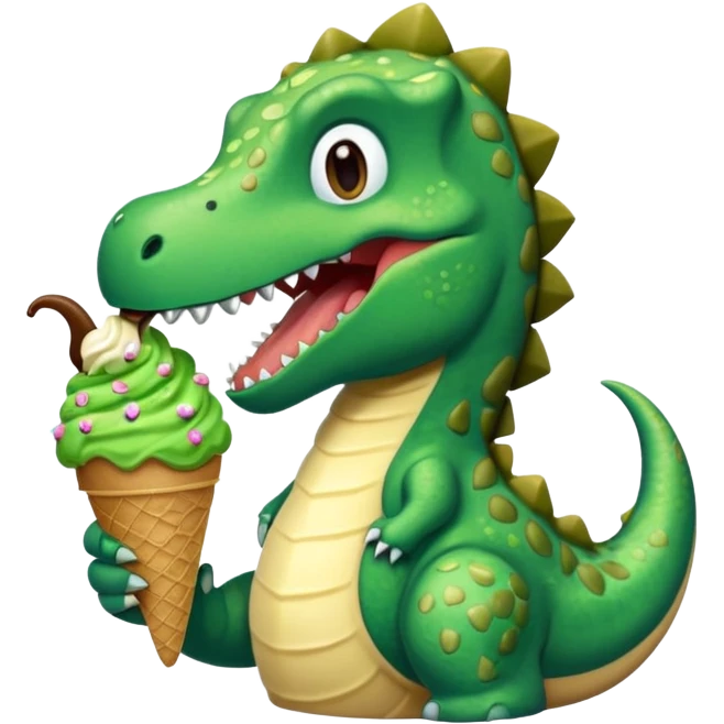 Dinosaur eating ice cream  emoji