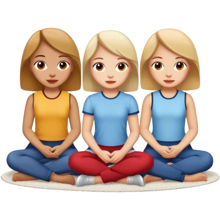 3 girls sitting on a white rug emoji