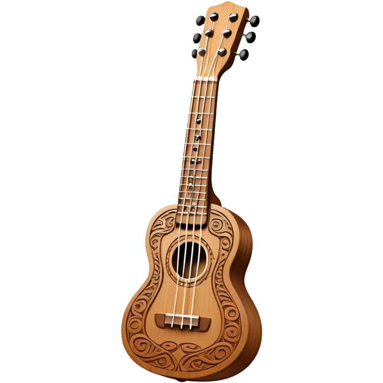 Ukulele with Polynesian carvings emoji