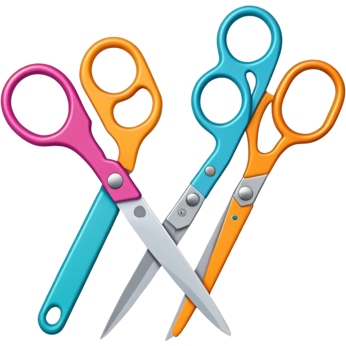 pair of scissors and cut paper shapes, fun and inviting emoji
