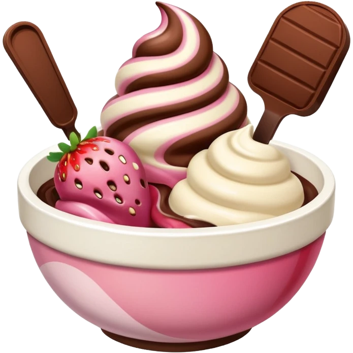 Neapolitan ice cream scoops in a bowl emoji