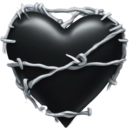 Black heart with silver barbwire emoji