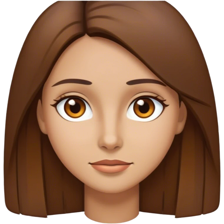 Woman with brown straight hair, brown eyes, slightly tan skin  emoji