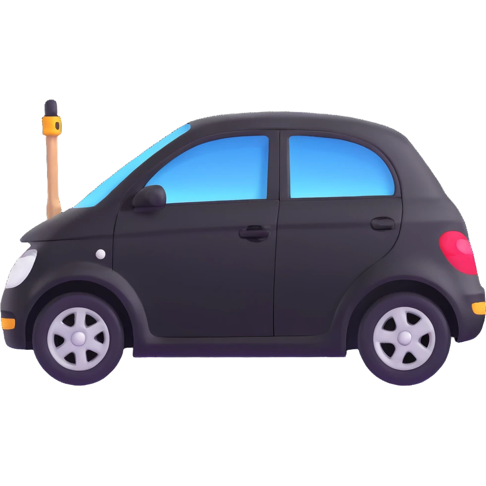 black luxury car door with a clearly visible dent on the bodywork, PDR (Paintless Dent Repair) tools such as rods positioned above the damage, elegant and modern emoji