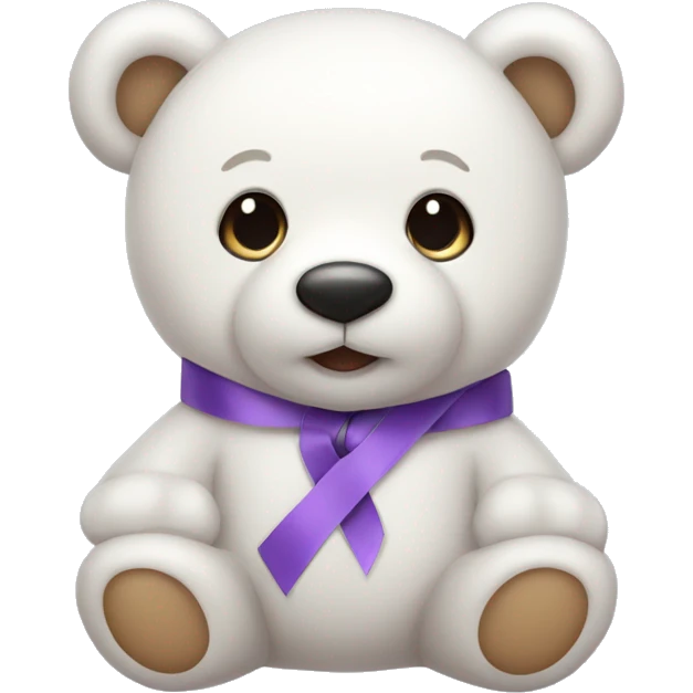 white cute teddy bear with a ribbon around his neck emoji
