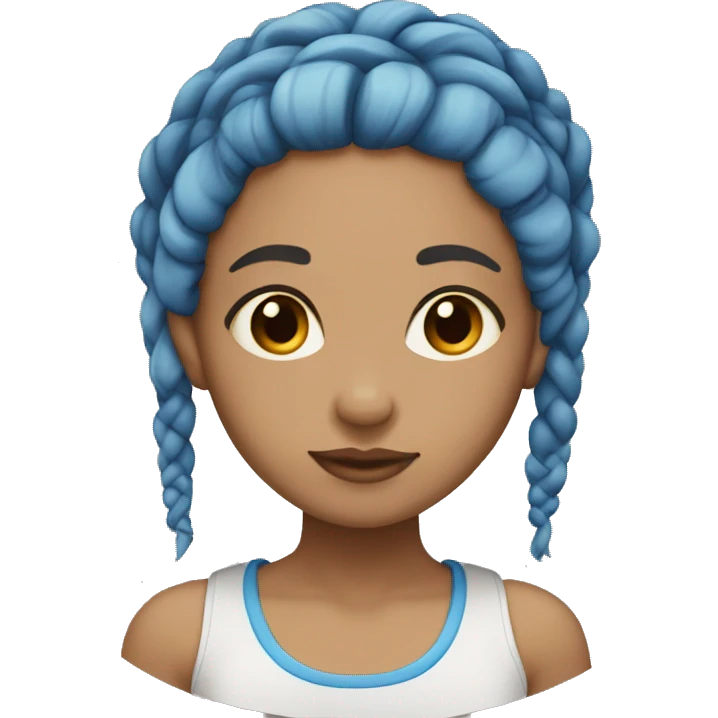 Light skin girl with blue braids brown eyes  emoji