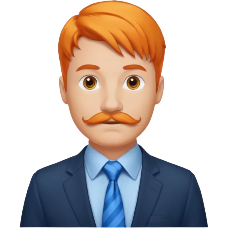 orange hair man with mustache & blue tie emoji