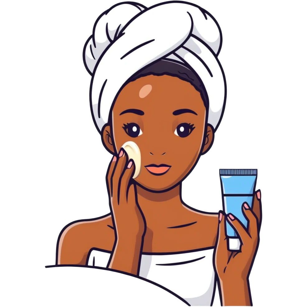 Black girl with moisturizer skincare routine emoji