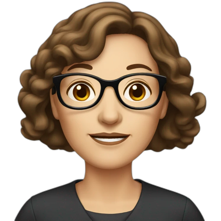 50 year old french women with brown hair and rond glasses emoji
