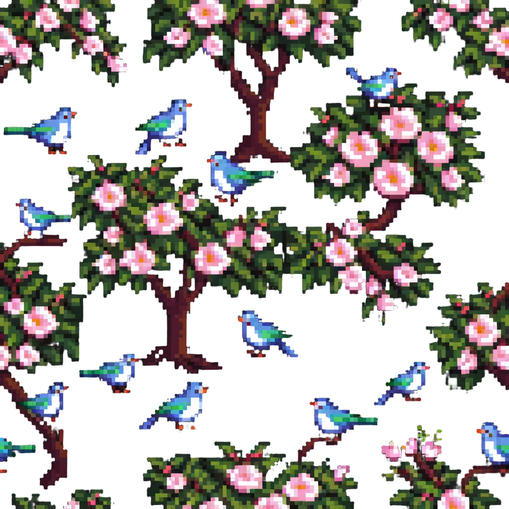 blooming tree with birds emoji