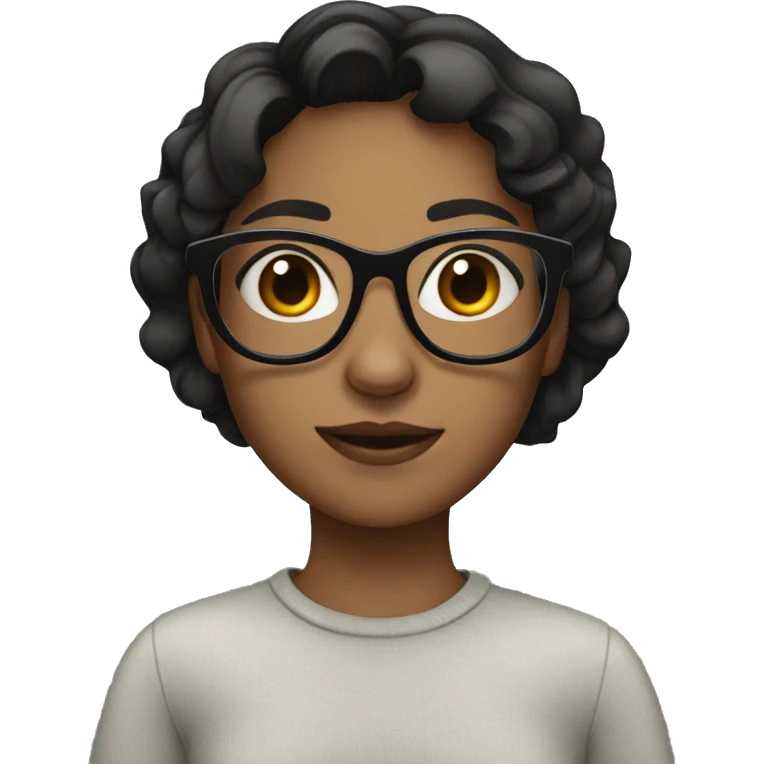 Girl with short dark hair and glasses emoji
