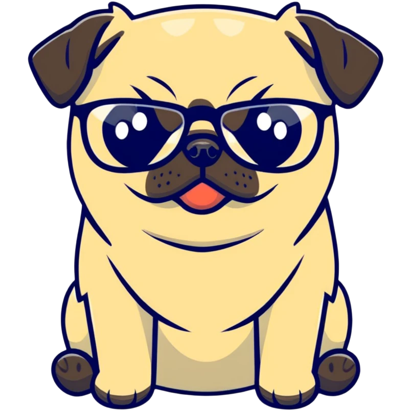 Pug whisk glasses ￼ emoji