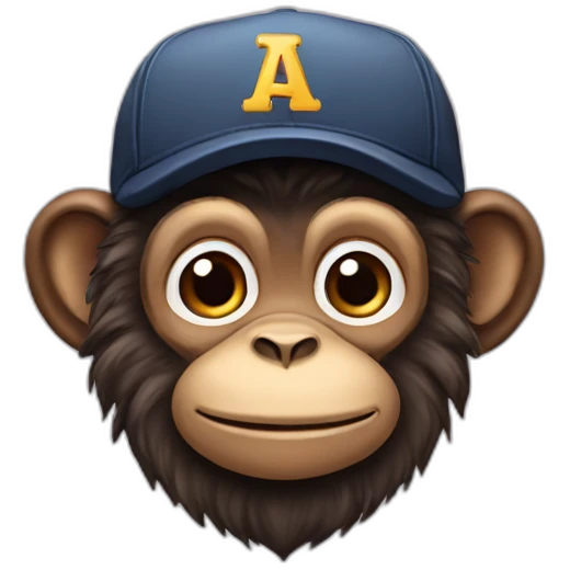 monkey-with-dad-cap-with-an-N-initial-and-black-curly-hair emoji