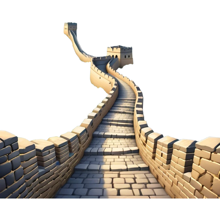 Cinematic Realistic Great Wall of China Landmark Emoji, depicted with ancient stone pathways winding over rugged mountains, watchtowers punctuating the misty landscape, and soft golden sunlight casting dramatic shadows. emoji