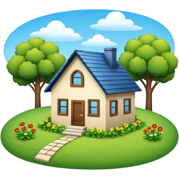 a home which has garden like and the home has slack emoji, emoji