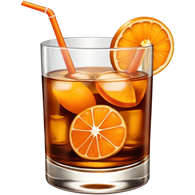 Brandy Old fashioned with orange peel twist emoji