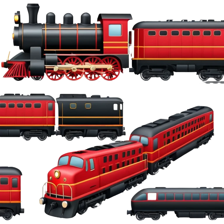 train with locomotive and cars on tracks emoji