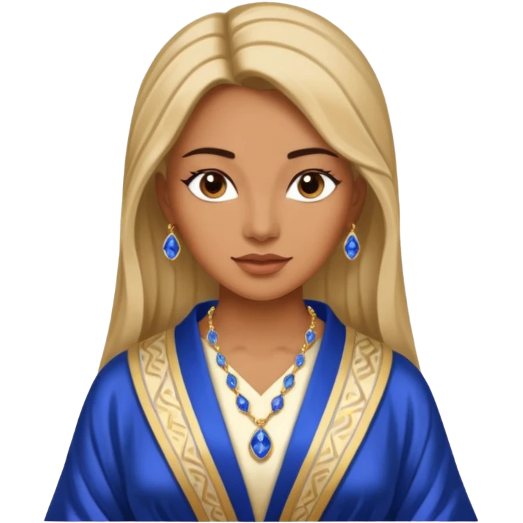 River Queen – sapphire necklace + silk robe emoji