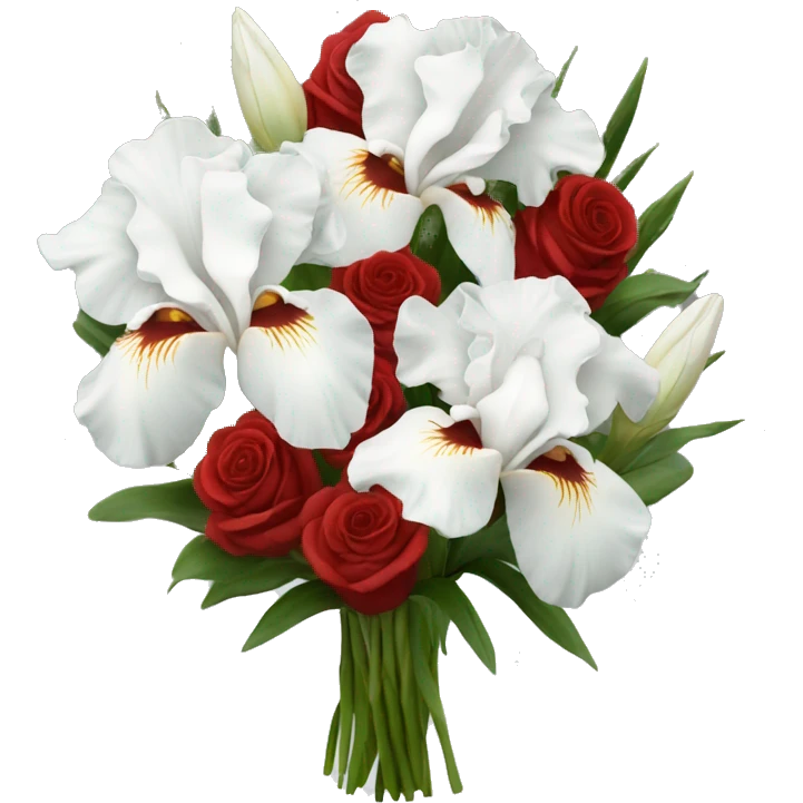 White irises with red roses bouquet  emoji
