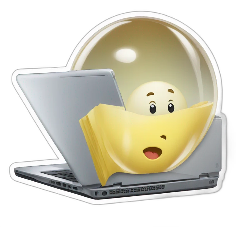 laptop inside a bubble sticker emoji