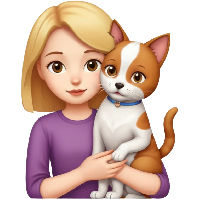 Girl holding a cat and a dog emoji