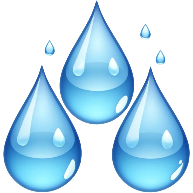 three equally sized droplets stacked on top of each other with two other droplets going outward from the middle droplet emoji