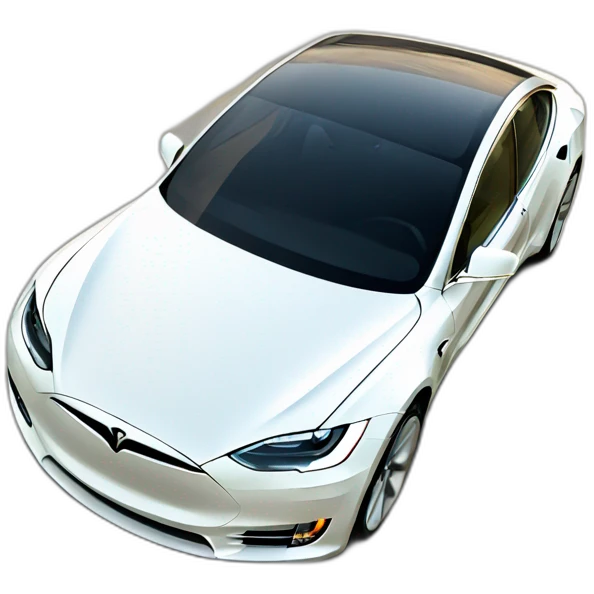 white tesla driving down a road emoji