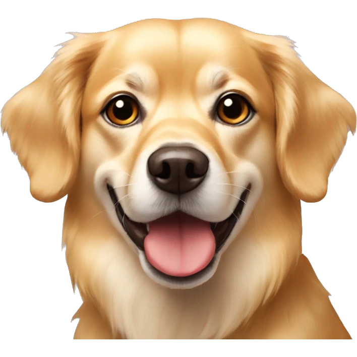golden dog, something between chihuahua and golden retriever with piked ears and with red nose emoji