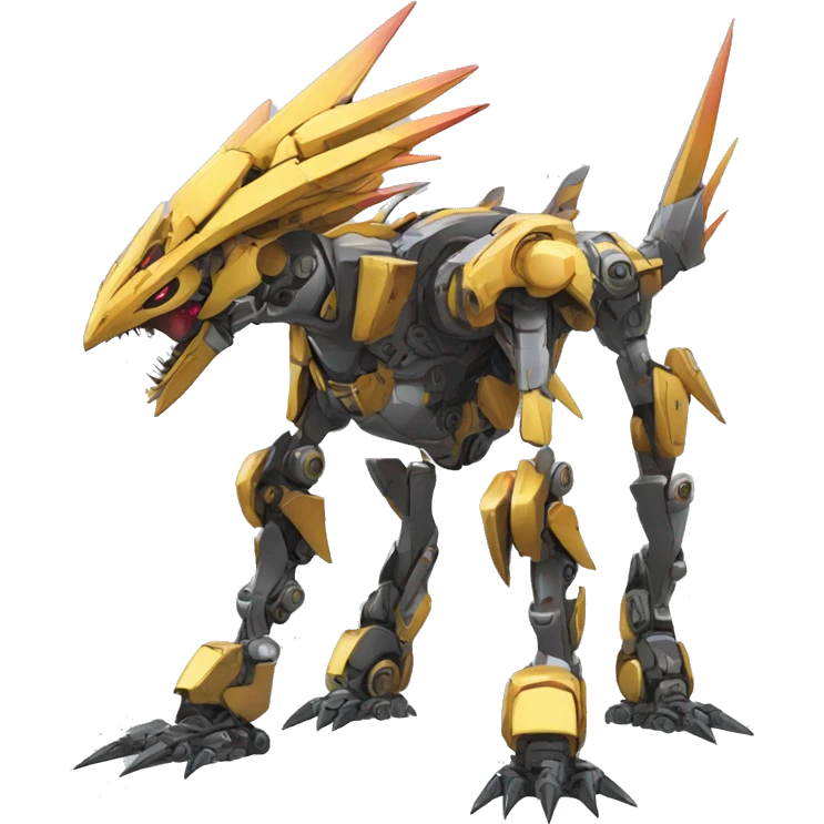 a futuristic mechanical spiky Medabot-raptor-dragon-mecha full body emoji