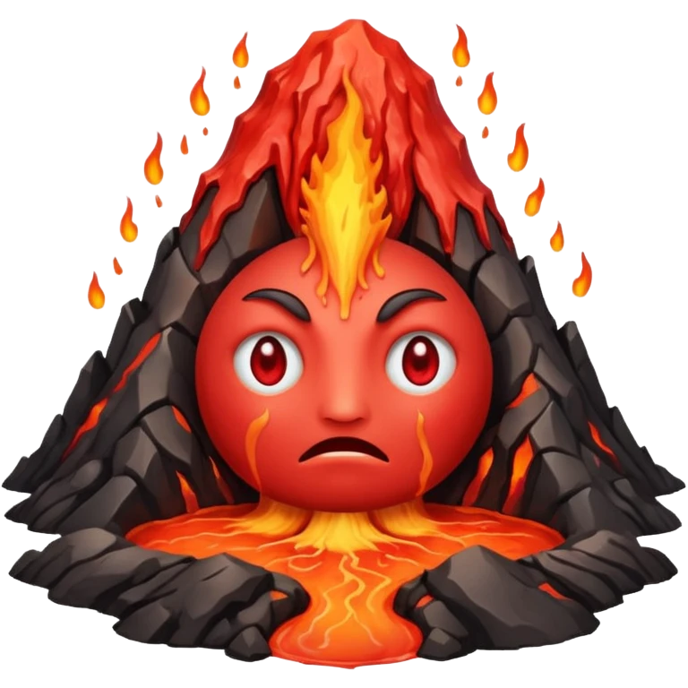 Create a volcano with its eyes tightly shut red face emoji