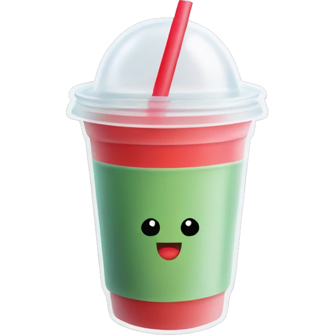 a bubble tea cup with red and green colors emoji