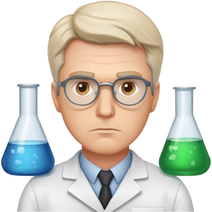 white man scientist photorealistic serious emoji