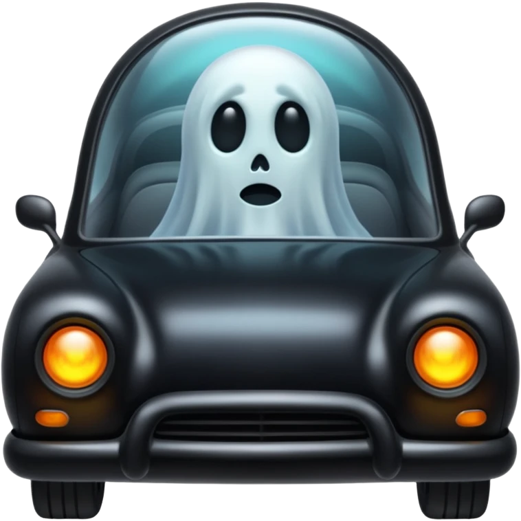 a black cursed car with a gost like figure inside  emoji
