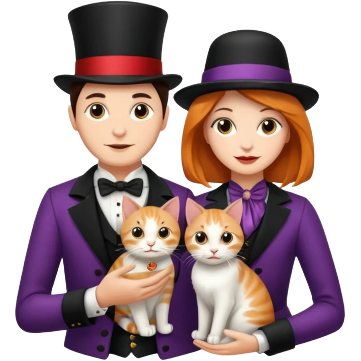 magician couple and their pet cat emoji