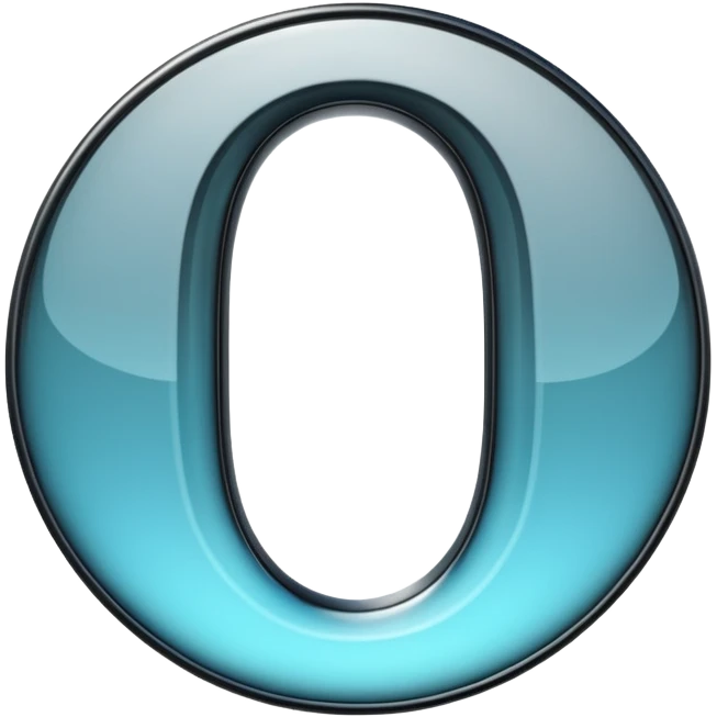 Photo of a 3d made of glass letter "О", black solid background, symmetrical emoji