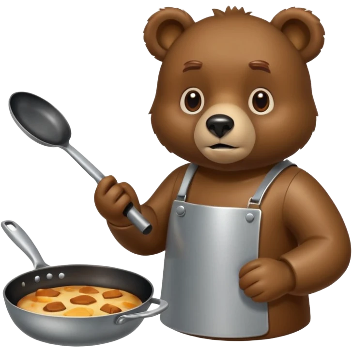 A bear cooking an iphone in a frying pan emoji