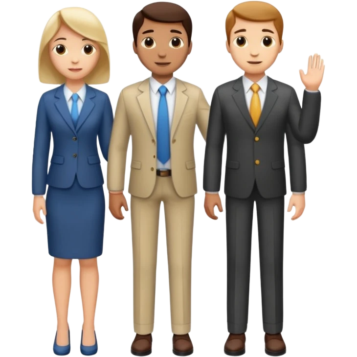 standing and saying goodbye 3 of coworkers to right side, full body view emoji