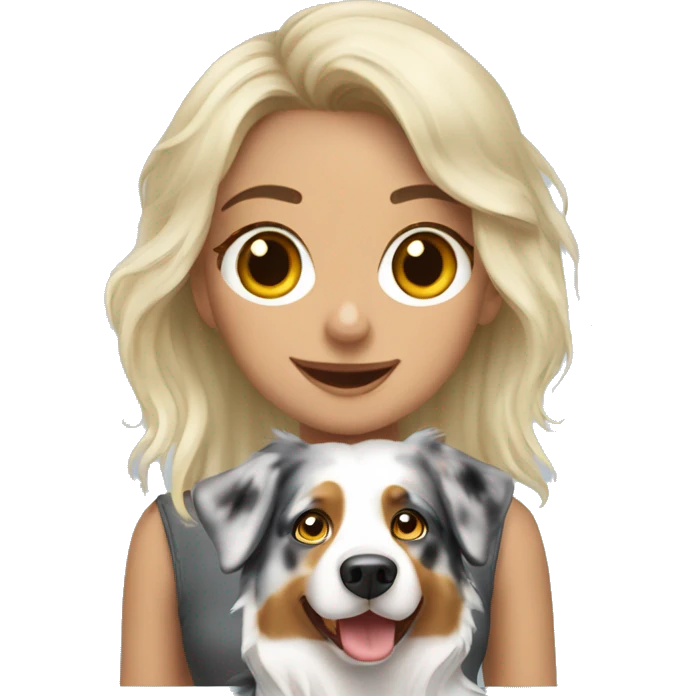 Blonde girl and Merle Australian shepherd emoji