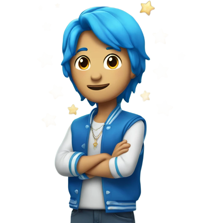 Corazon azul con estrellas emoji