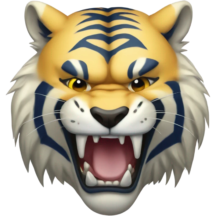 Yellow sabretooth tiger with dark blue stripes emoji