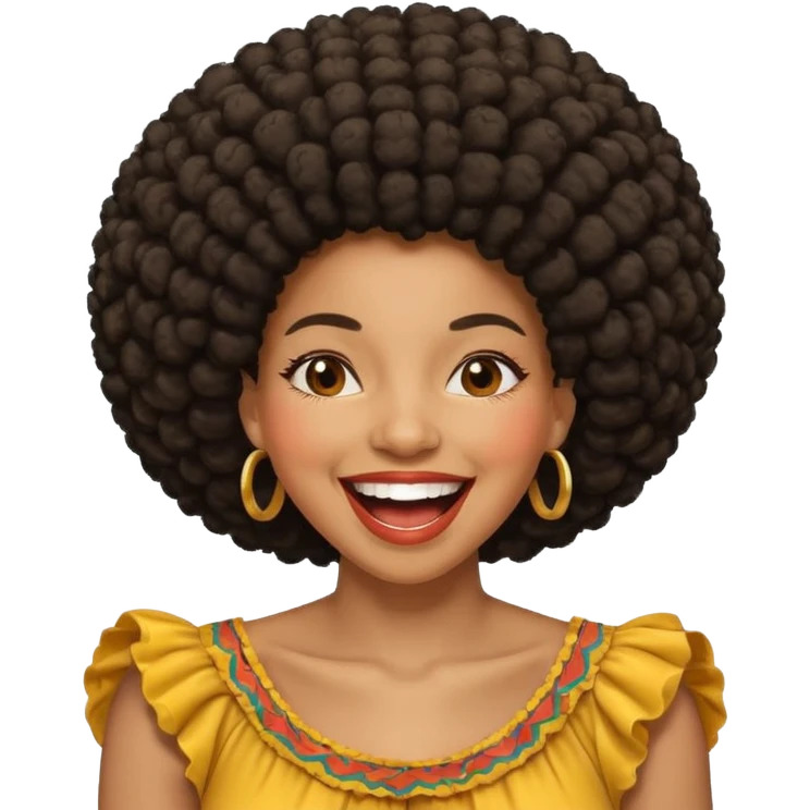 Black woman with an afro laughing hard emoji