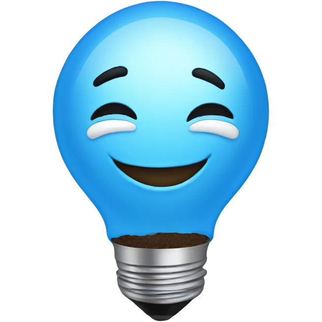 A blue bulb laughing emoji